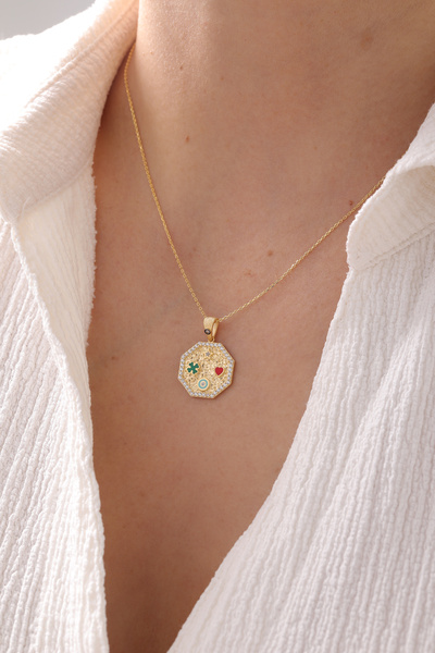 YAVUZ KUYUMCULUK 14 Ayar Altın Tılsım Şans Kolye