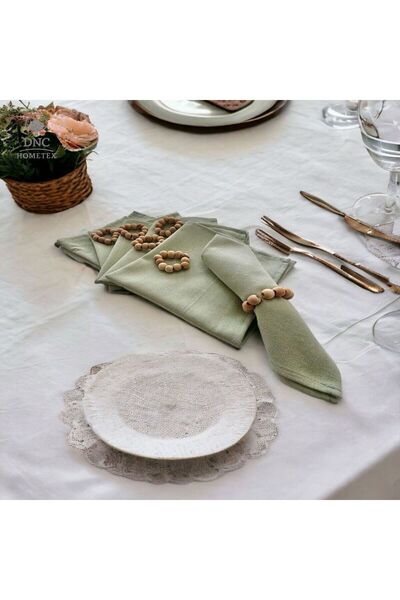 DNC home tekstil Premium Linen Sage Napkin Set [6-Piece with Buckle Gift]