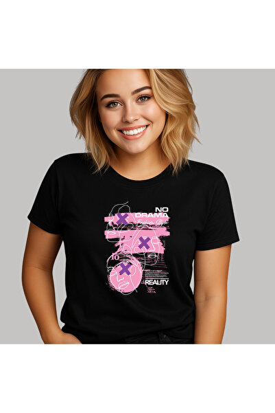CXO Craft Tricou Dama cu Imprimeu, No Drama, Bumbac