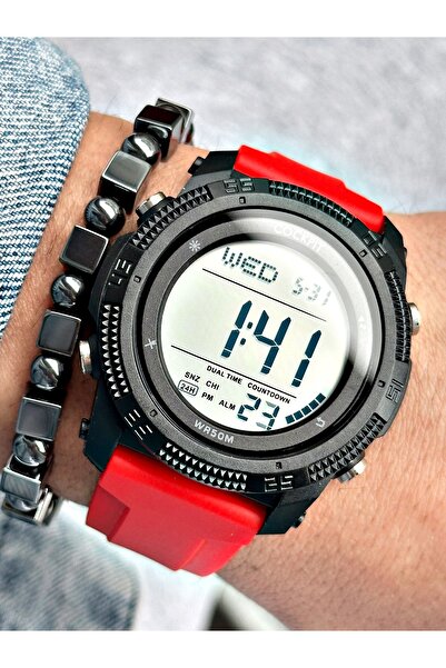 Cockpit Kırmızı Renk Orjinal Dijital Kronometre Takvim Led Işık Garantili Erk...