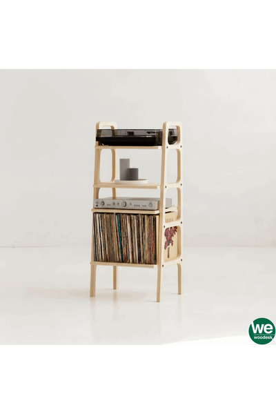 Woodesk Vinilo, Ahşap, Natural Renk, Kitaplık Ve Pikap Standı