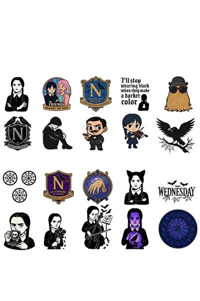 Handmade SET OF 50 WEDNESDAY STICKERS