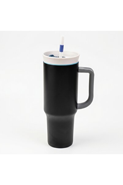 Destello Термо чаша със сламка 1.2 л, вакуумна изолация, пътуване, черна