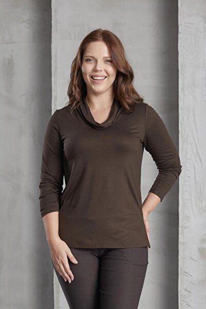 FİERTE Günay Kadın Büyük Beden Bluz Lm78091 Yuvarlak Yaka Penye