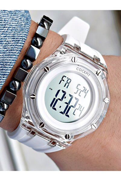 Cockpit Beyaz Renkli Dijital Orjinal Garantili Su Geçirmez Erkek Kol Saati + ...