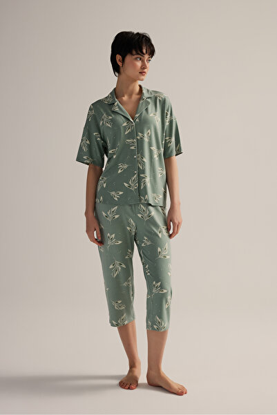 Hays Kadın Viskon Kısa Kollu Gömlek Kapri Pijama Takımı
