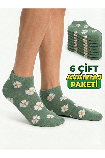 BYNDRSOCKS Women's 6-Pack Colorful Floral Patterned Cotton Booties Socks