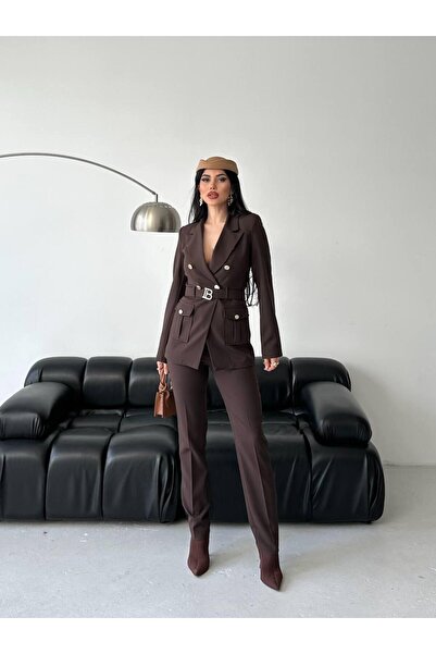 Ekim Store Double Breasted Blazer Suit with Buckle Buttons