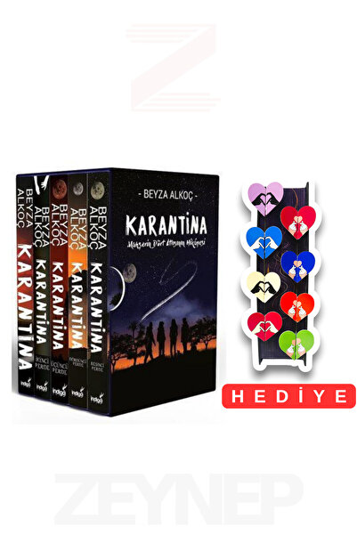İndigo Kitap Karantina 5 Kitap Set (KARTONKAPAK-KUTULU) 8'li Kalp Ayraç Hediye