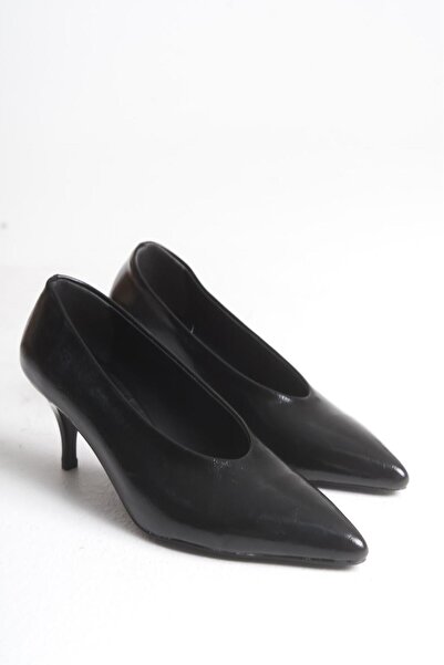 LDR Women's Black Patent Leather Thin Heel Pointed Toe Classic Heeled Shoes