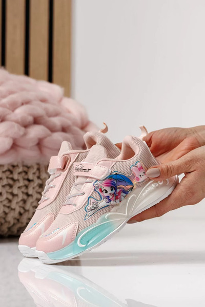 Zaira Ροζ παιδικά πάνινα παπούτσια από υφασμάτινο υλικό Λουλούδια #24023 - 31