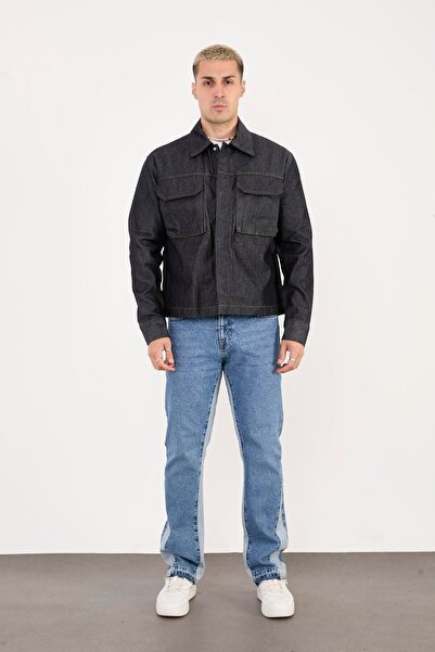 Rocqerx X-2030 Zippered Denim Jacket with Pocket Detail