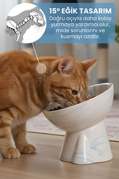 Pawicci Seramik Mama Kabı – Kedi ve Köpekler için Sağlıklı Mama Kasesi - Yükseltilmiş,Ayaklı Mama Kabı