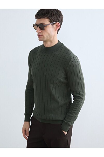 LC Waikiki Southblue Half Turtleneck Striped Men's Knitwear Sweater