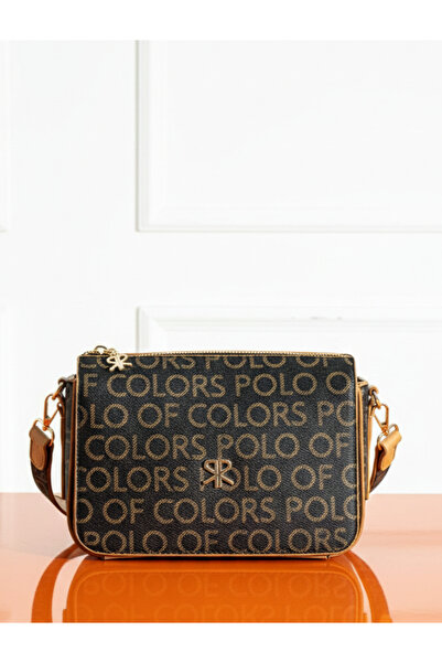Çanta Trend Polo of Colors Black Camel Printed Adjustable Strap Women's Cross...