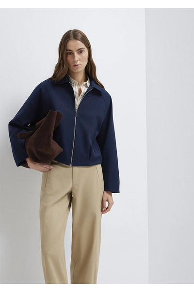 Mavi Navy Blue Crop Jacket Oversized / Wide Cut 1110820-82318