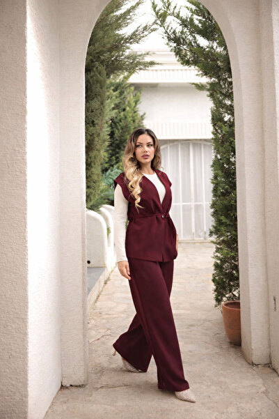 comstar Women's Stylish Long Vest Wide Leg Palazzo Pants Vest Suit