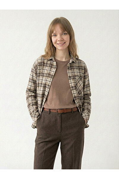 TLG GİYİM Women's Plaid Patterned Oversize Lumberjack Shirt