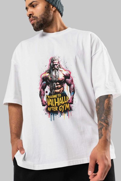 Ankhises Gym, Sports, Fitness 19 Pre-Printed White Oversized T-Shirt Men's Women's Cotton Crew Neck T-Shirt