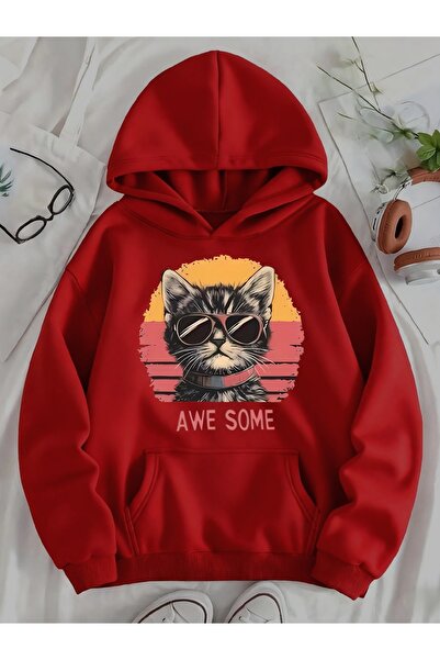 Deocept سويت شيرت للجنسين مطبوع بغطاء رأس بجيب كنغر مريح وقصة قصة فضفاضة قطع