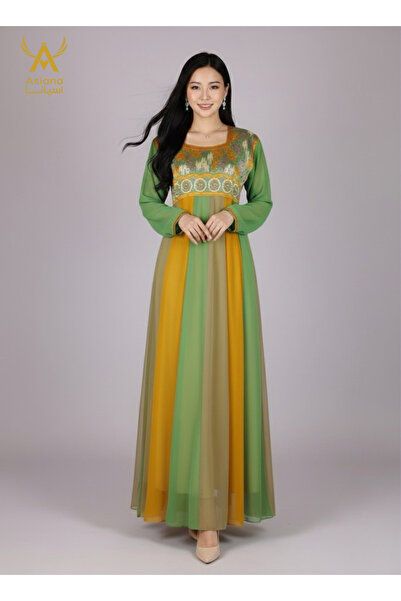 ASIAN A beautiful women's jalabiya with an elegant design and cheerful colors...