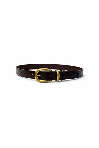 addy 100% Genuine Leather Antique Buckle Bitter Brown Women's Belt
