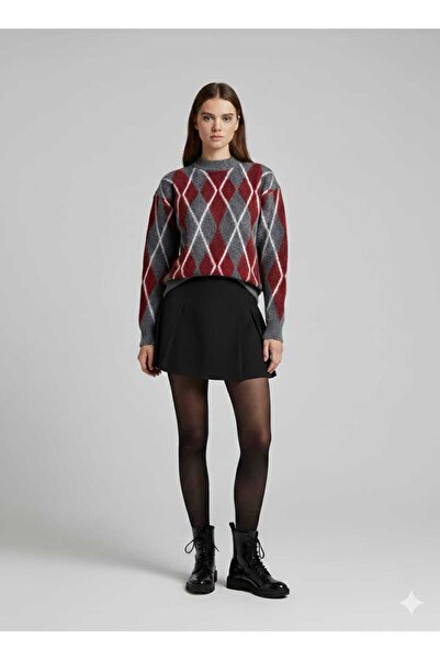 MODA Baklava Patterned Bearded Knitwear Sweater