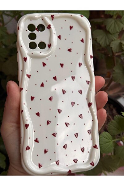 Samsung Galaxy A31 Compatible Soft Silicone Case with Red Heart Pattern