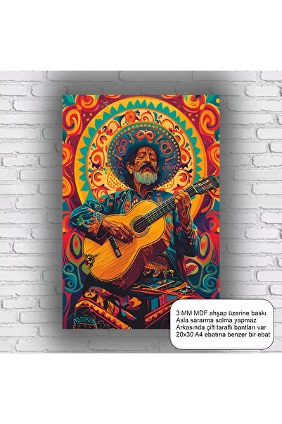 Hayat Poster South America Playing Guitar Cheerleader Pop Art Mdf Painting Re...