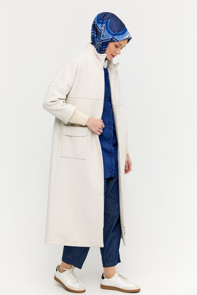 Setrms Yüksek Yakalı Kaşe Kaban