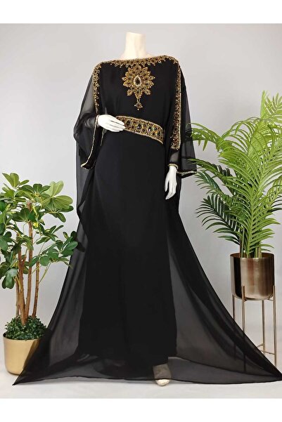 ASIAN Women's butterfly jalabiya with a luxurious design – elegant gold embro...