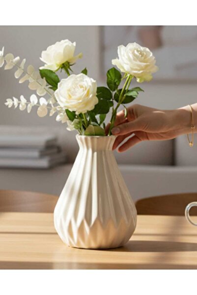 Carmen Seramik Küçük Tırtıklı Vazo 01