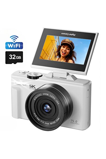LONDEMM LONDEMM 5K Ultra HD Digital Camera, 75 MP, WiFi, 3.0" 180° Foldable D...