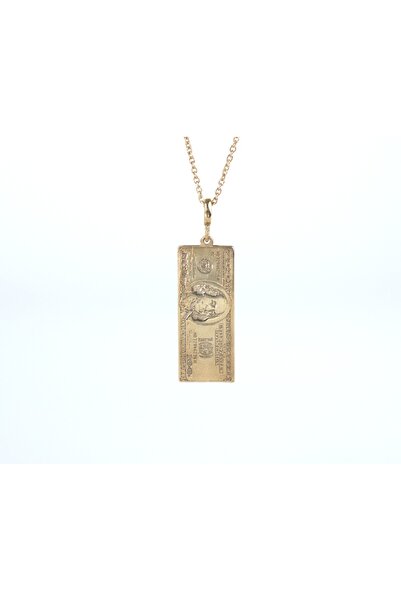 El Takı 925 Ayar Gümüş 100 Dolar Kolyesi – Kabartmalı Dikdörtgen Plaka | Sipa...