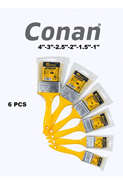 CONAN 6-Piece Paint Brush Set by — 1″, 1.5″, 2″, 2.5″, 3″ & 4″ (25–38–50–63–75