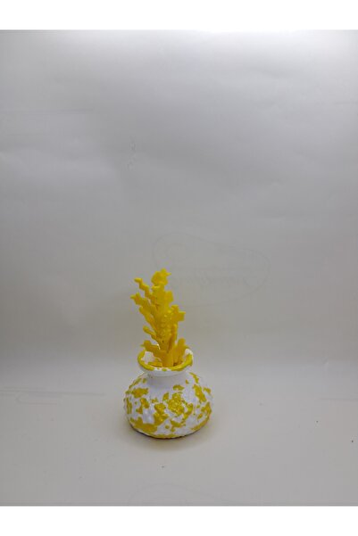 limitsizalisveris 1 Adet Sarı Beyaz Minik Vazo Dekoratif Obje Hediyelik Biblo...