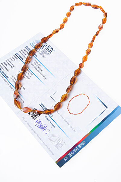 OSMANLI DOĞAL TAŞ Certified Amber Necklace 6 (S.K:311)