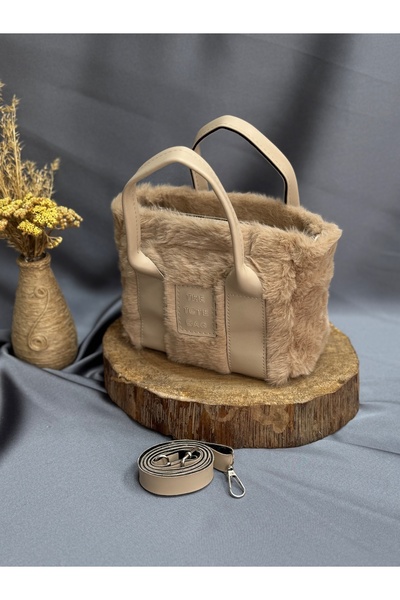 MİHRA STORE Geantă de mână pentru femei Liora Mini, cu textura de pluș, geant...