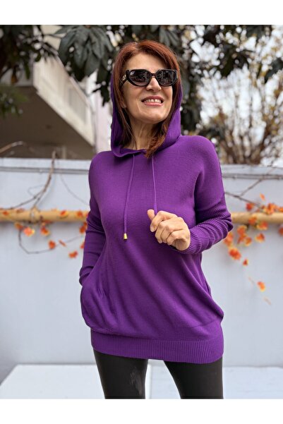 DenizEge Davella Hooded Knitwear Purple