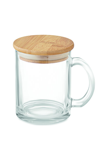 JOY CREATIVE Recycled glass mug with bamboo lid, 300 ml