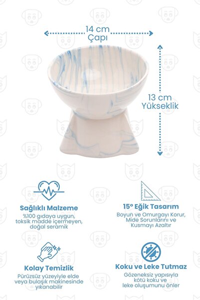 Pawicci Seramik Mama Kabı – Kedi ve Köpekler için Sağlıklı Mama Kasesi - Yükseltilmiş,Ayaklı Mama Kabı