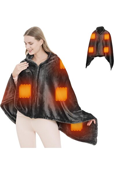 Generic Heated Winter Wearable Blanket Jacket, Battery Powered Cordless Warm ...