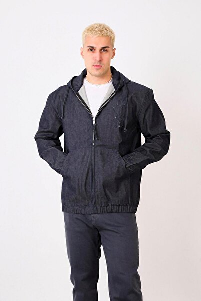 Rocqerx X-2029 Hooded Denim Jacket with Elasticated Hem and Sleeves