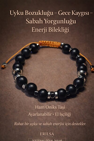 Erilsa Certified Orange Sleep Balance Energy Bracelet – Raw Onyx Stone Adjust...