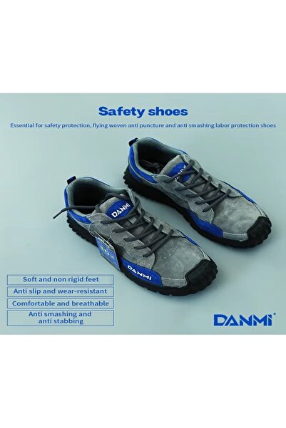 DANMI أحذية السلامة الصناعية - مقاس 44 - بطانة شبكية تسمح بالتهوية، نعل مطاطي...