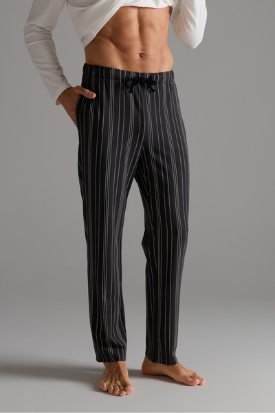 Syah Erkek Pamuklu Cepli Uzun Pijama Altı