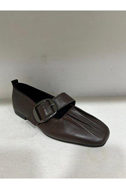 BAĞCILAR AYAKKABI Women's Genuine Leather Brown Orthopedic Ballerinas