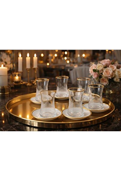 kısmet kristal 6-Person 12-Piece Tea Set with Gilt Detailing and Stylish Design