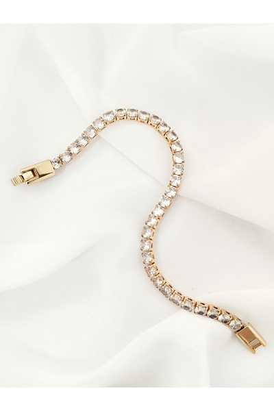 Rasa Rasha Design 316L Steel Tarnish-Free White Zircon Stone Waterway Bracelet - Gold Plated Luxury Series