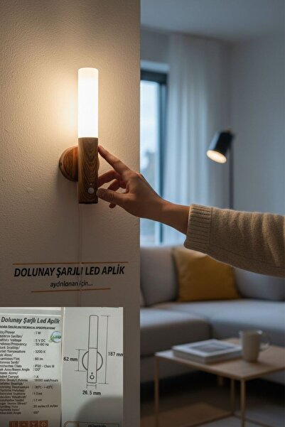 YENİLZD Şarjlı Dokunmatik LED Aplik – Kablosuz kullanım, yatak başı ve başucu...